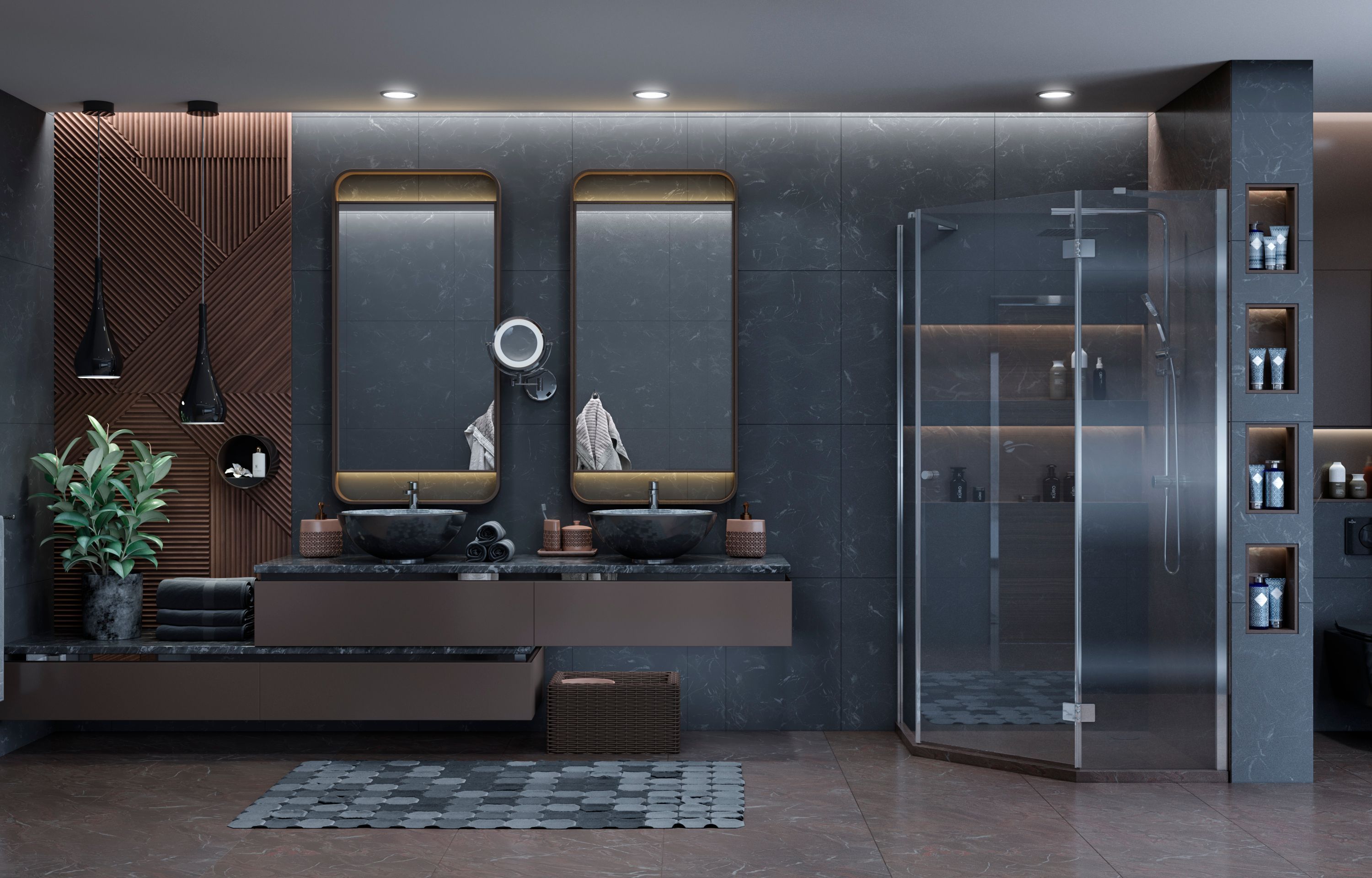 Пятиугольное душевое ограждение с распашной дверью Ambassador Diamond 12011112R