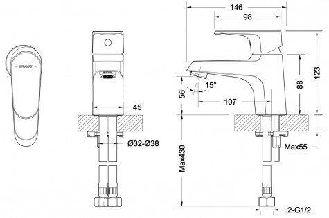Смеситель для умывальника Bravat Alfa F1120178CP