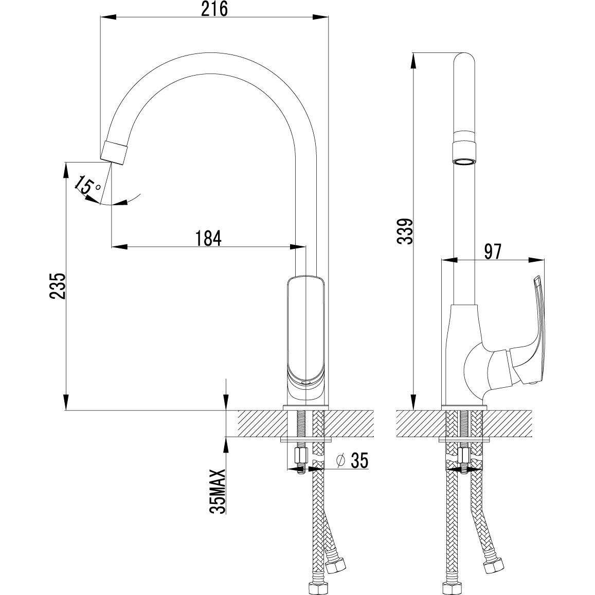 Смеситель для кухни с высоким поворотным изливом Lemark Plus Shape, LM1705C
