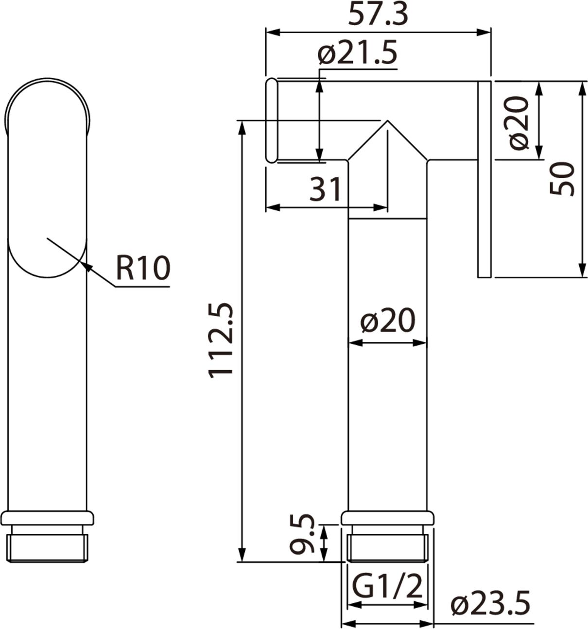 Гигиеническая лейка, черная, латунь, Iddis, 020BBLGi20