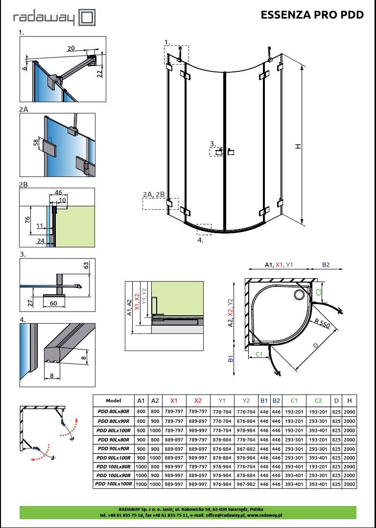 Душевая кабина Radaway Essenza Pro Black PDD