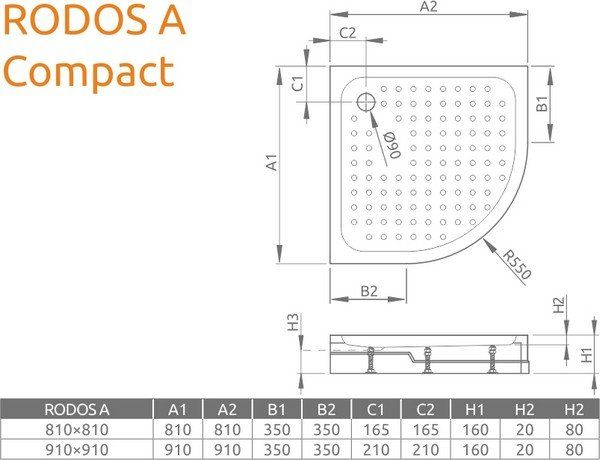 Душевой поддон Radaway Rodos A Compact