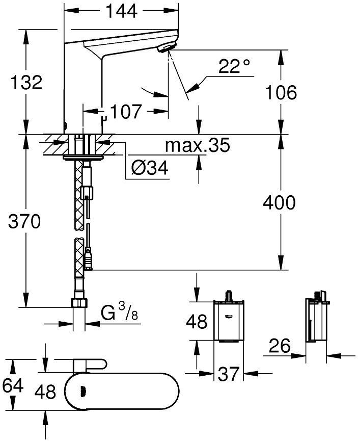 Смеситель для умывальника Grohe Eurosmart Cosmopolitan, 36327001