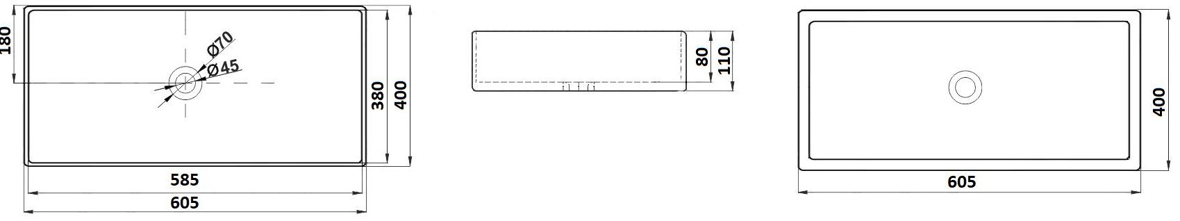 Раковина для ванной Ceramalux 60x40.5, 9396MB