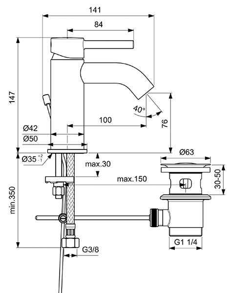 Смеситель для раковины Ideal Standard Ceraline Black, BC193XG