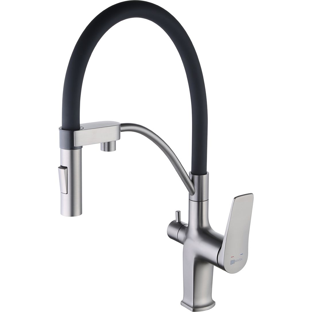Смеситель для кухни с гибким изливом с подключением к фильтру питьевой воды Lemark Bronx, LM3761GM