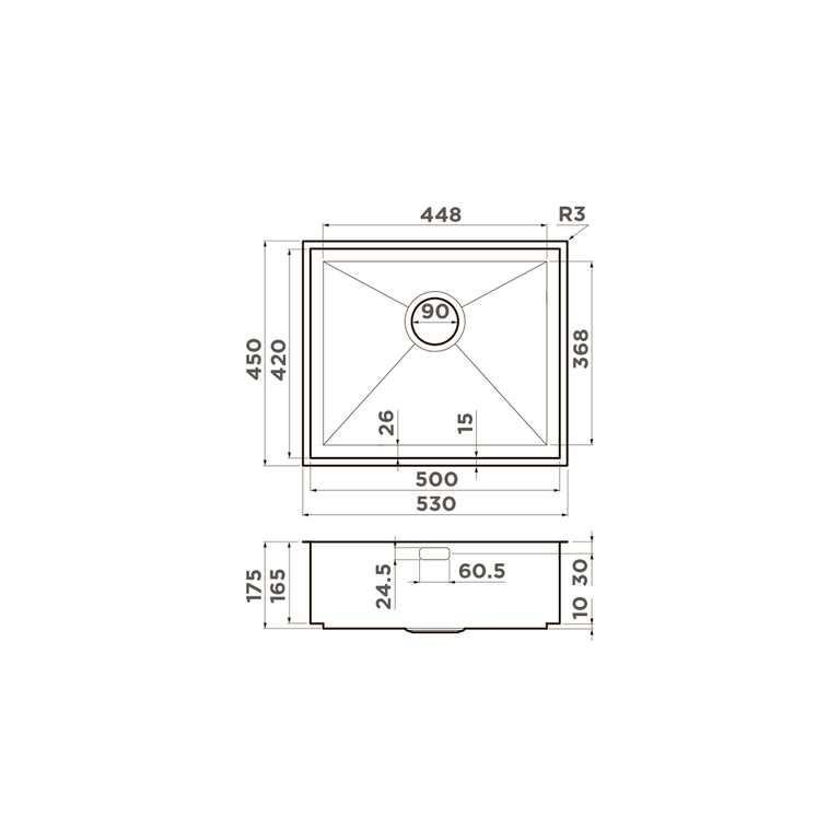 Кухонная мойка Omoikiri Kasen 53-INT IN (нержавеющая сталь), 4993304