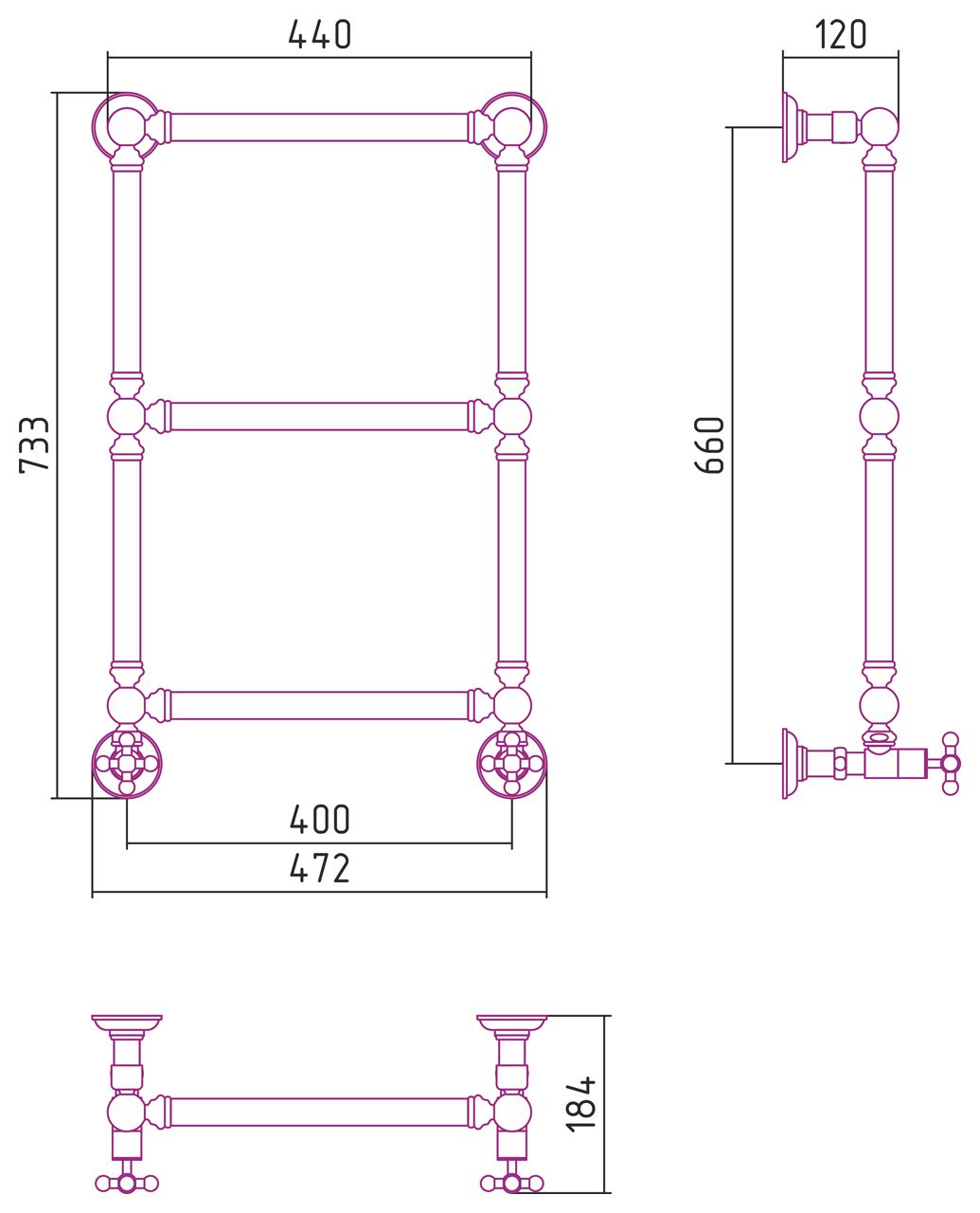 Водяной полотенцесушитель Сунержа Ренесаннс 1304 660x400
