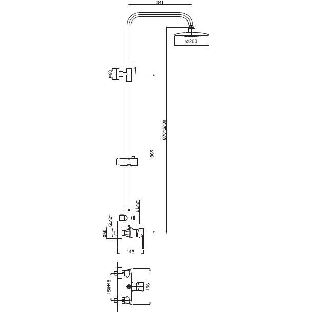 Душевая система с верхним душем, смесителем и ручной лейкой Haiba HB2411