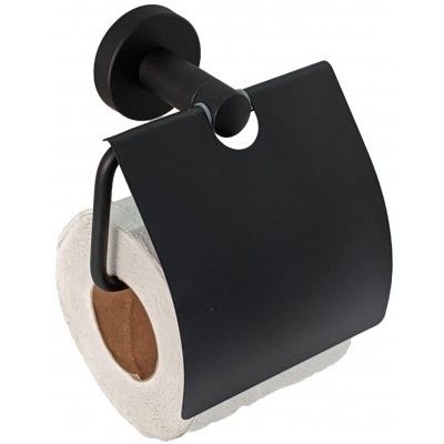 Держатель туалетной бумаги с крышкой (черный) Ledeme L71703B
