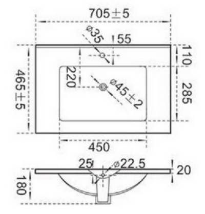 Раковина для ванной Ceramalux 71x46, 9070Е
