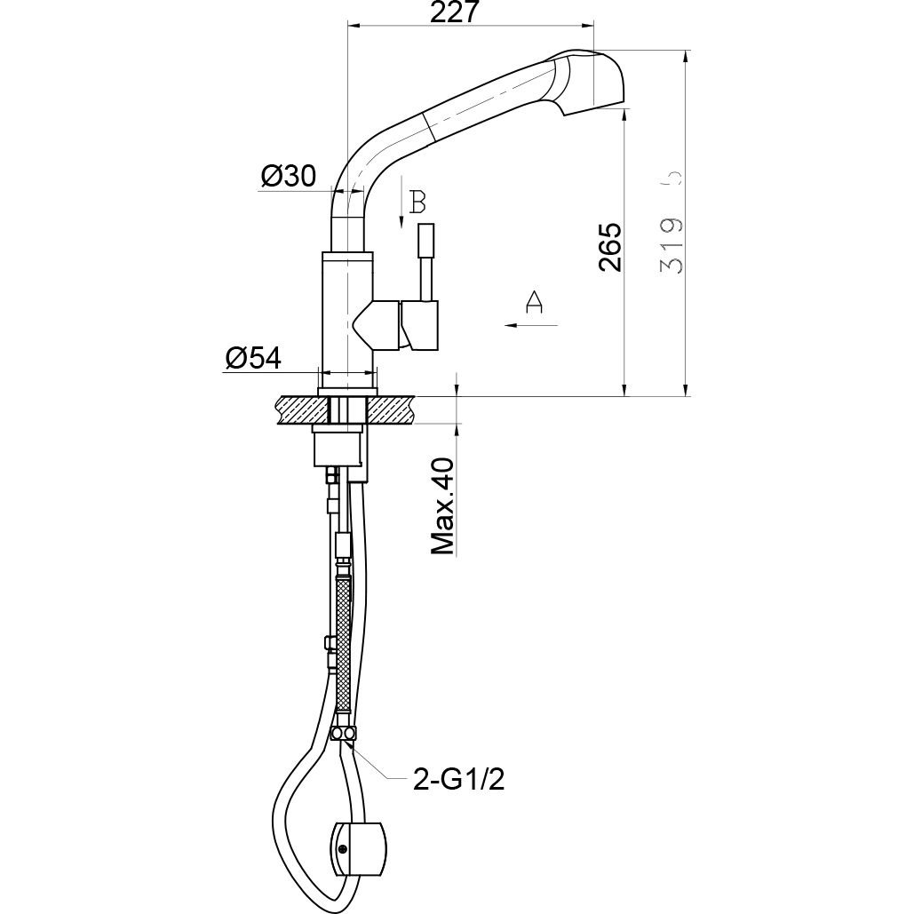 Смеситель для кухни с вытяжным изливом сталь Lemark Expert, LM5076S