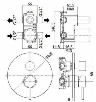 Смеситель встраиваемый на 3 выхода Paffoni Light белый матовый, LIG019BO