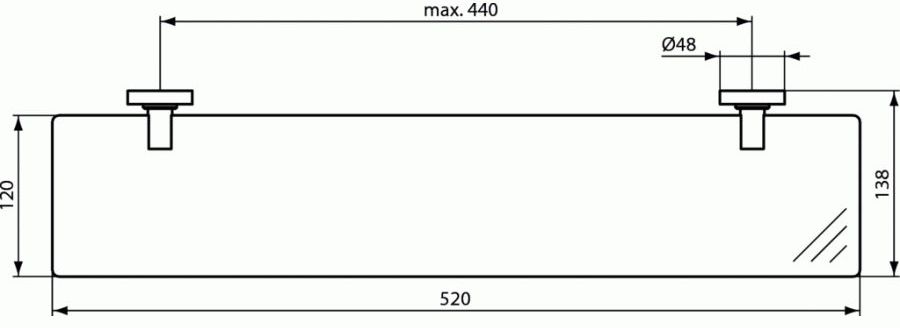 Полка 520 мм Ideal Standard IOM Black, A9124XG