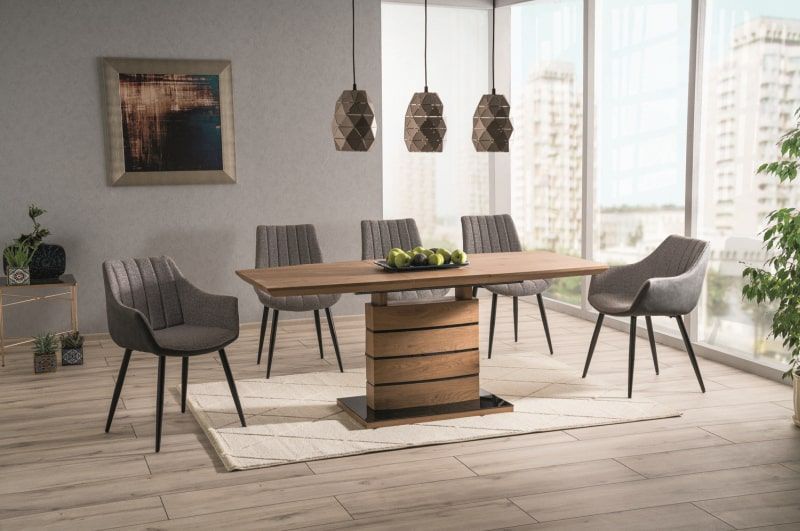 Стол обеденный Signal Leonardo 140 раскладной дуб/черный, LEONARDODD140