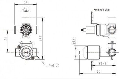 Накладка для смесителя скрытого монтажа Bravat Source (3 функции) PB8173218CP-3