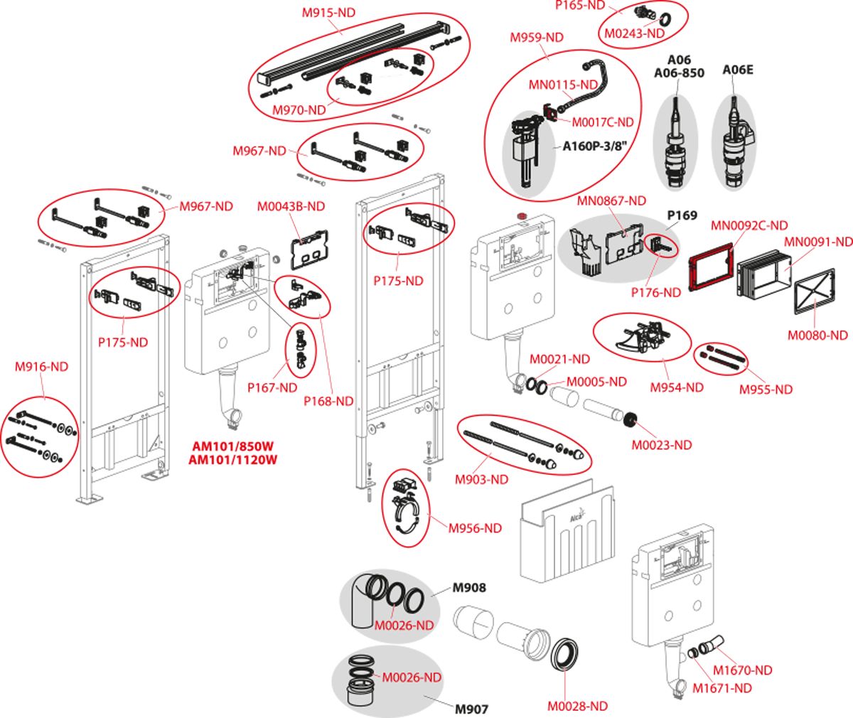 Скрытая система инсталляции Alcaplast Sadromodul, AM101/1120-BL-01