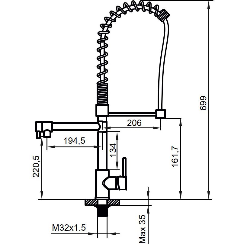 Смеситель для кухни с гибким шлангом Ahti Kemi, KM813020