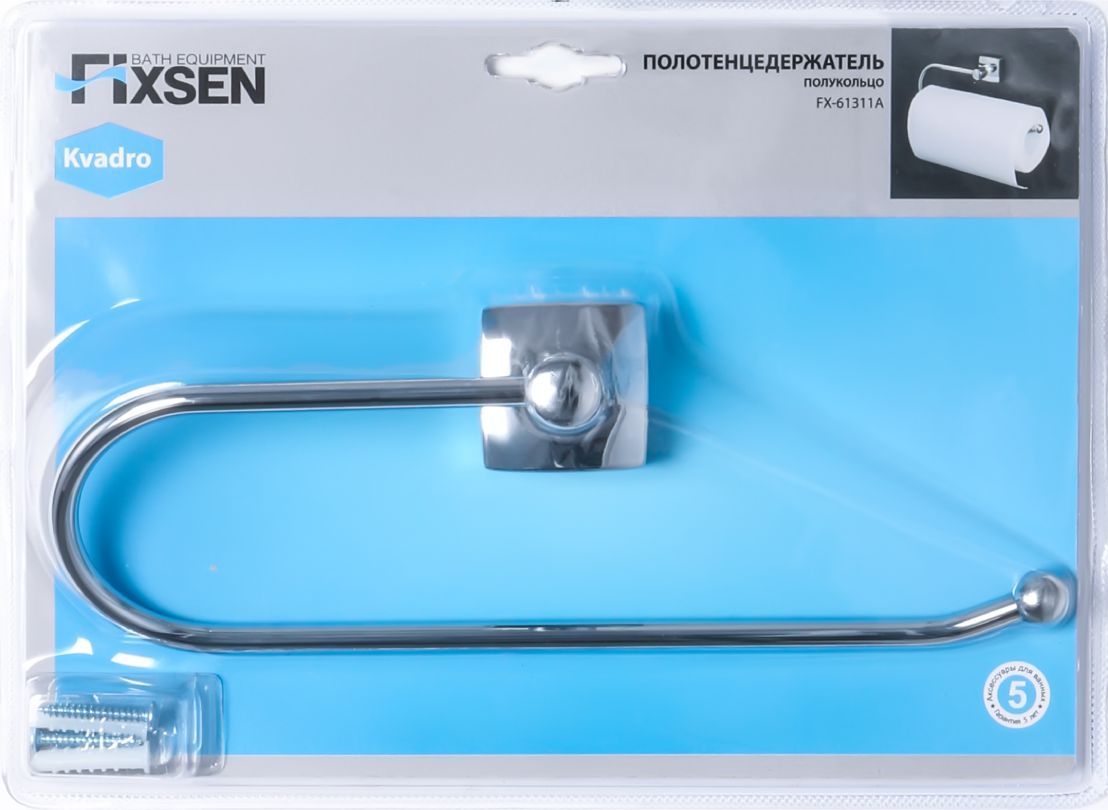 Полотенцедержатель полукольцо Fixsen Kvadro, FX-61311A