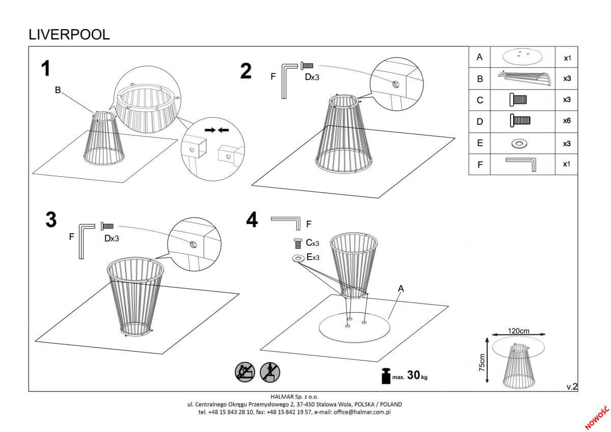 Стол обеденный Halmar Liverpool прозрачный/золотой, V-CH-LIVERPOOL-ST