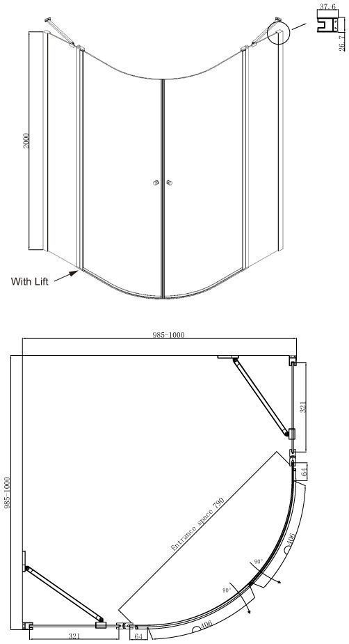 Полукруглое душевое ограждение Ambassadro Nord 13011102