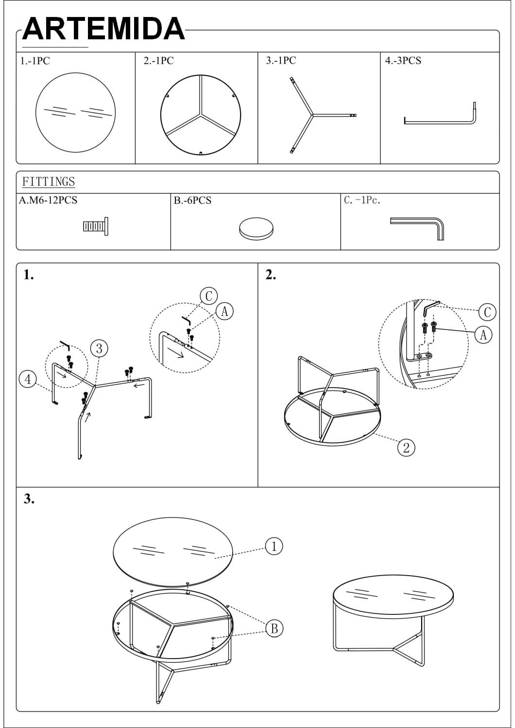 Комплект Signal ArTemida, 3 стола журнальных серый/черный, ARTEMIDASZC