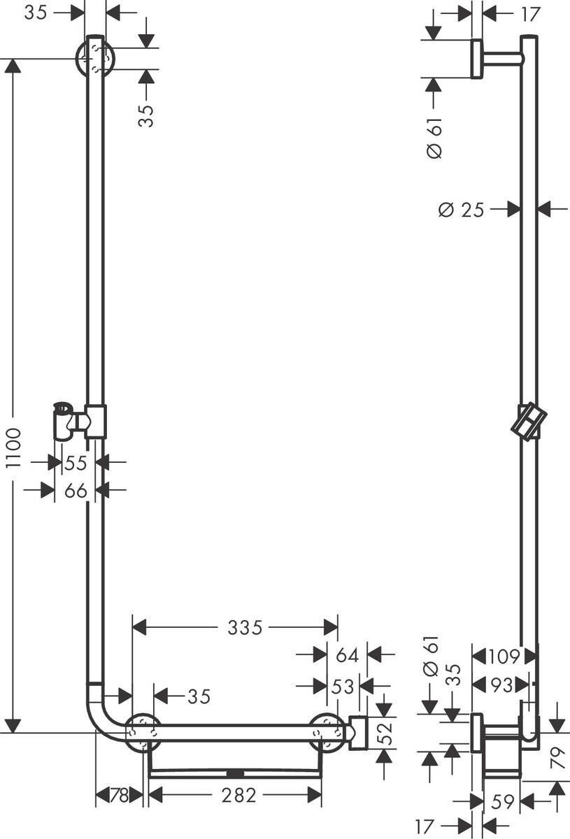 Душевая штанга Hansgrohe Comfort 110 см левосторонняя, 26403400