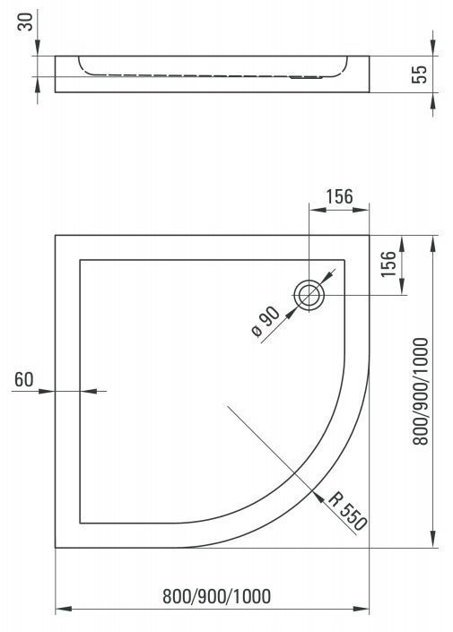 Поддон Deante Minimal полукруглый