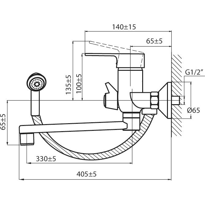 Смеситель для ванны с длинным изливом Ahti Satakunta, SK405002