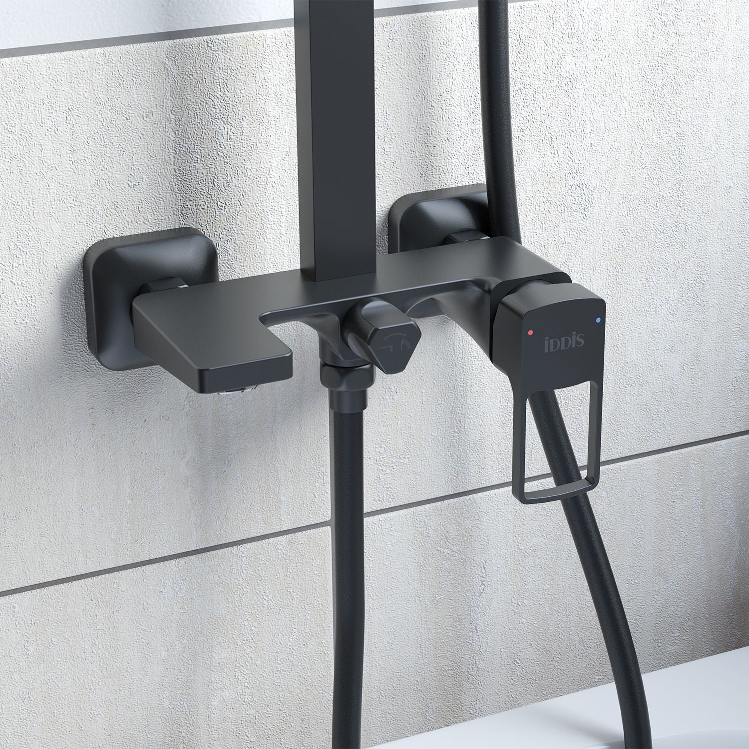 Смеситель с верхним душем, черный, Iddis Bild, BILBL1Fi06