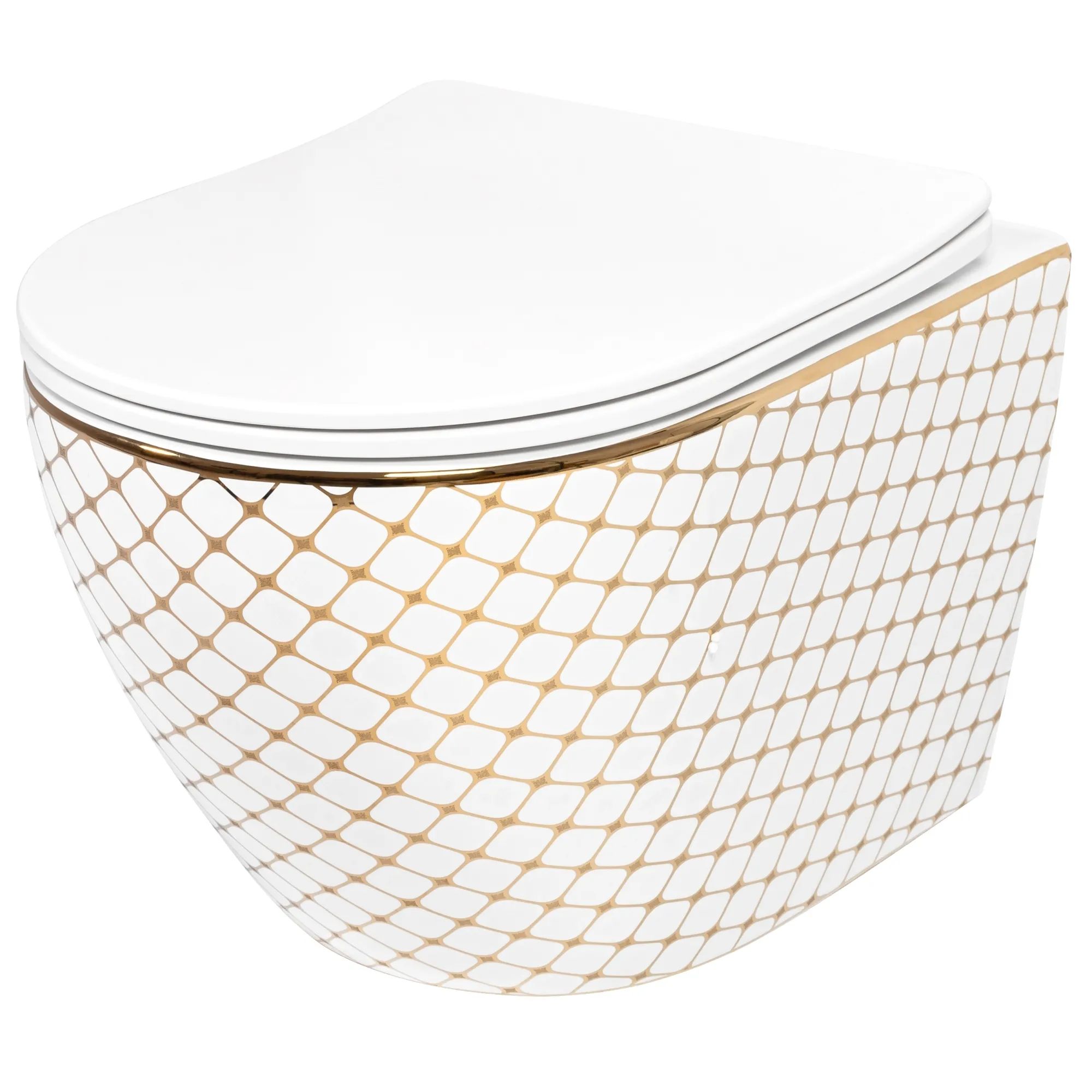 Унитаз подвесной Rea Carlos Diamond Gold Duroplast Flat, REA-C5100