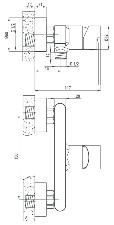 Смесителья для душа Deante Alpinia, BGA_040M