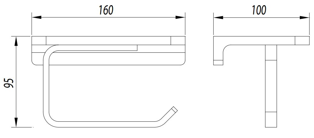 Держатель для туалетной бумаги с полкой для телефона Omnires Uni, UN10525CR