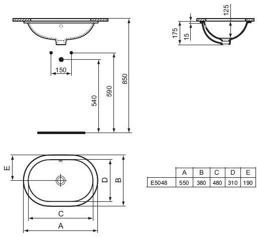 Умывальник Ideal Standard Connect 55x38, E504801