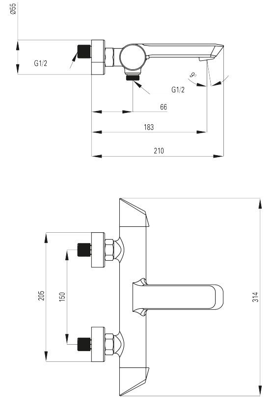 Смеситель для ванной Deante Arnika, BQA_010M