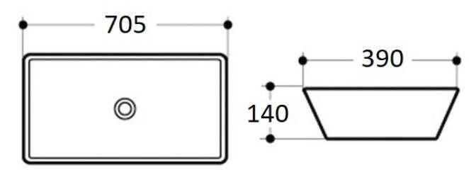 Раковина для ванной Ceramalux 70x40, 9122