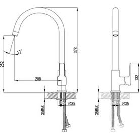 Смеситель для кухни с высоким поворотным изливом Lemark Basis, LM3605C