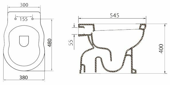 Унитаз приставной безободковый Belbagno Boheme S-trap, BB115CBS