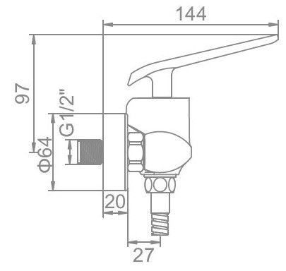 Смеситель для душа черный Ledeme L2074B