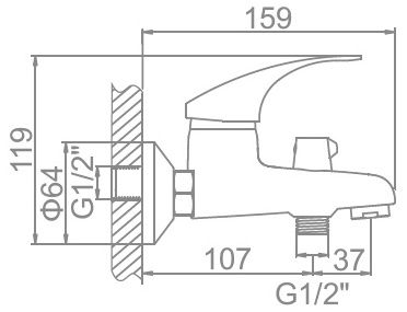 Смеситель для ванны Ledeme L3036