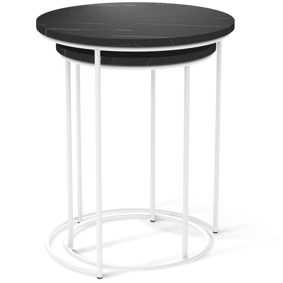 Столик журнальный Sheffilton SHT-CT7 камень пьетра черный/белый муар, 205146