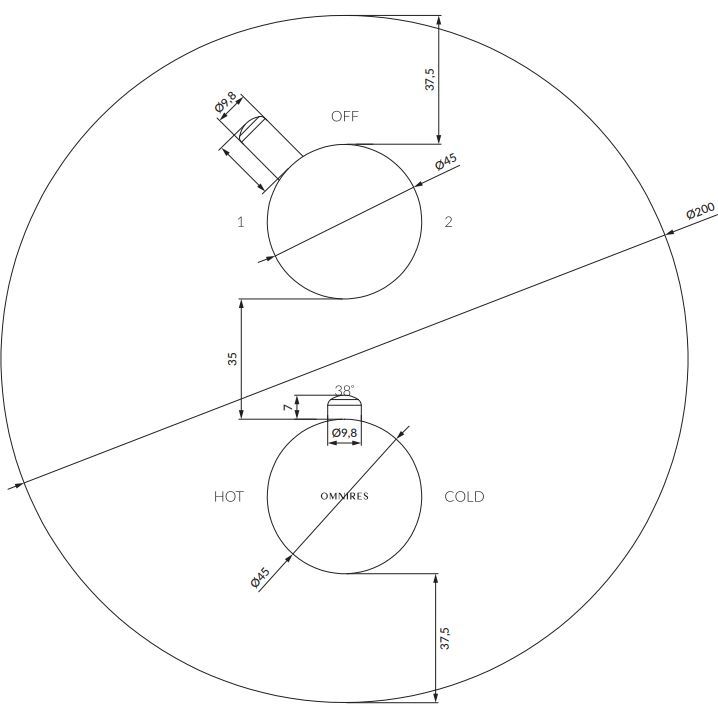 Термостатический наружный элемент смесителя для ванны Omnires Y, Y1236ROGLB