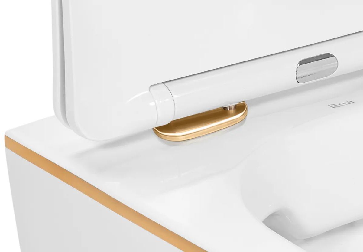 Унитаз подвесной Rea Carlo Mini Duroplast Flat Gold Edge, REA-C1222