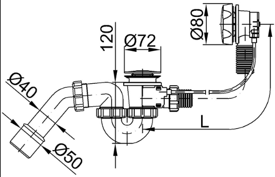 Сифон для ванны Click-Clack Styron, STY-536-А-K
