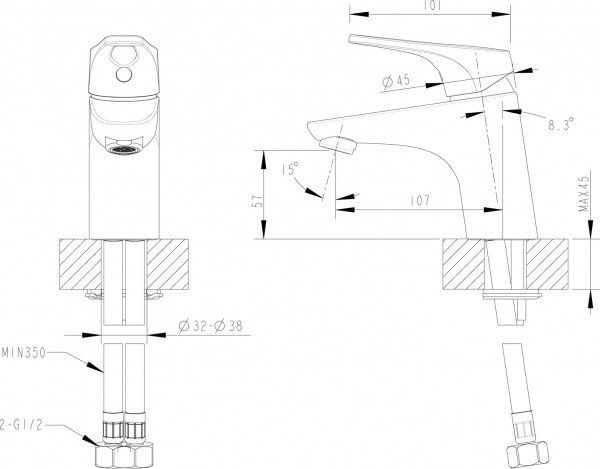 Смеситель для умывальника Bravat Drop-D F148162C