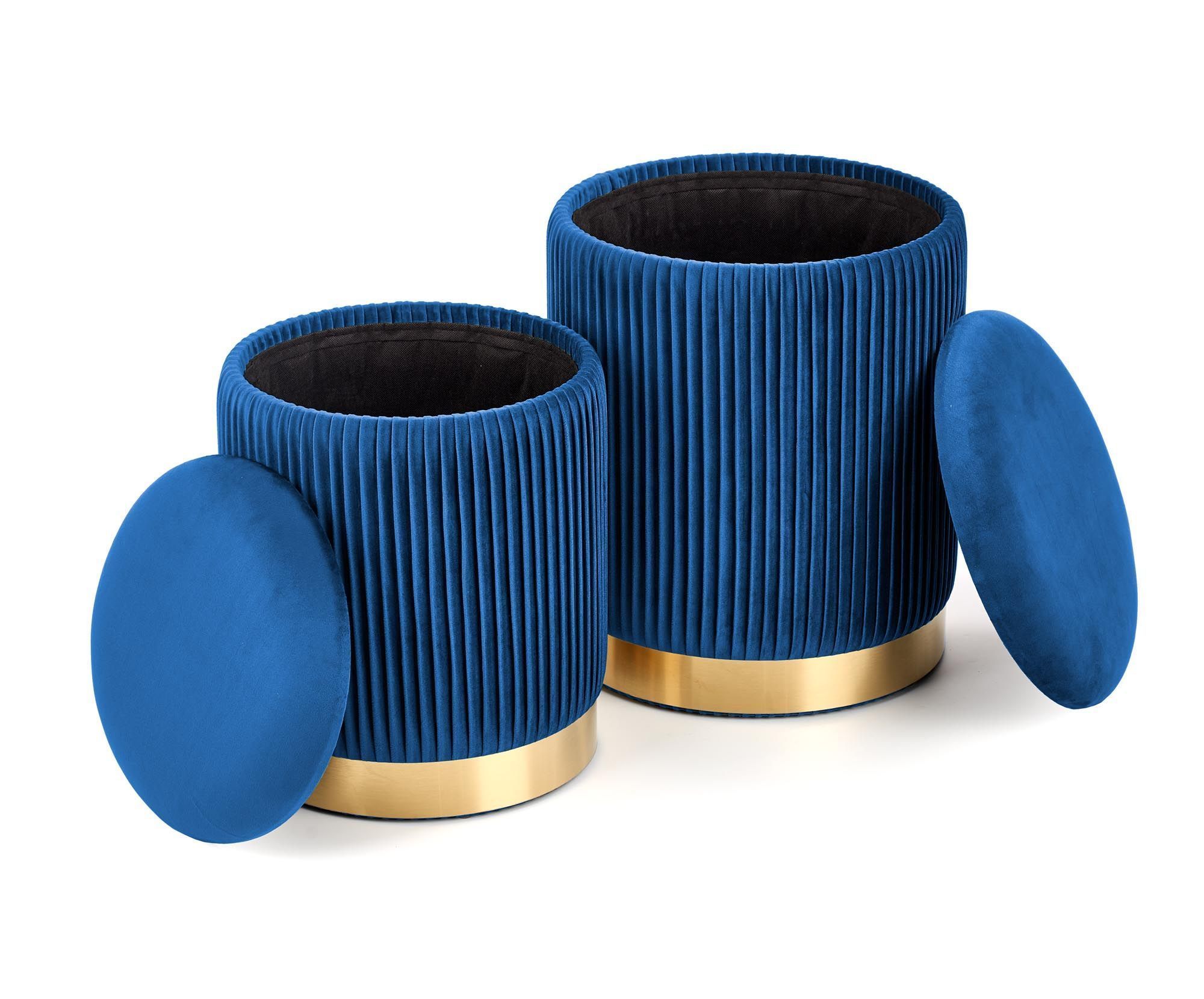 Комплект Halmar Monty (2 пуфа) темно-синий/золотой, V-CH-MONTY-PUFA-GRANATOWY
