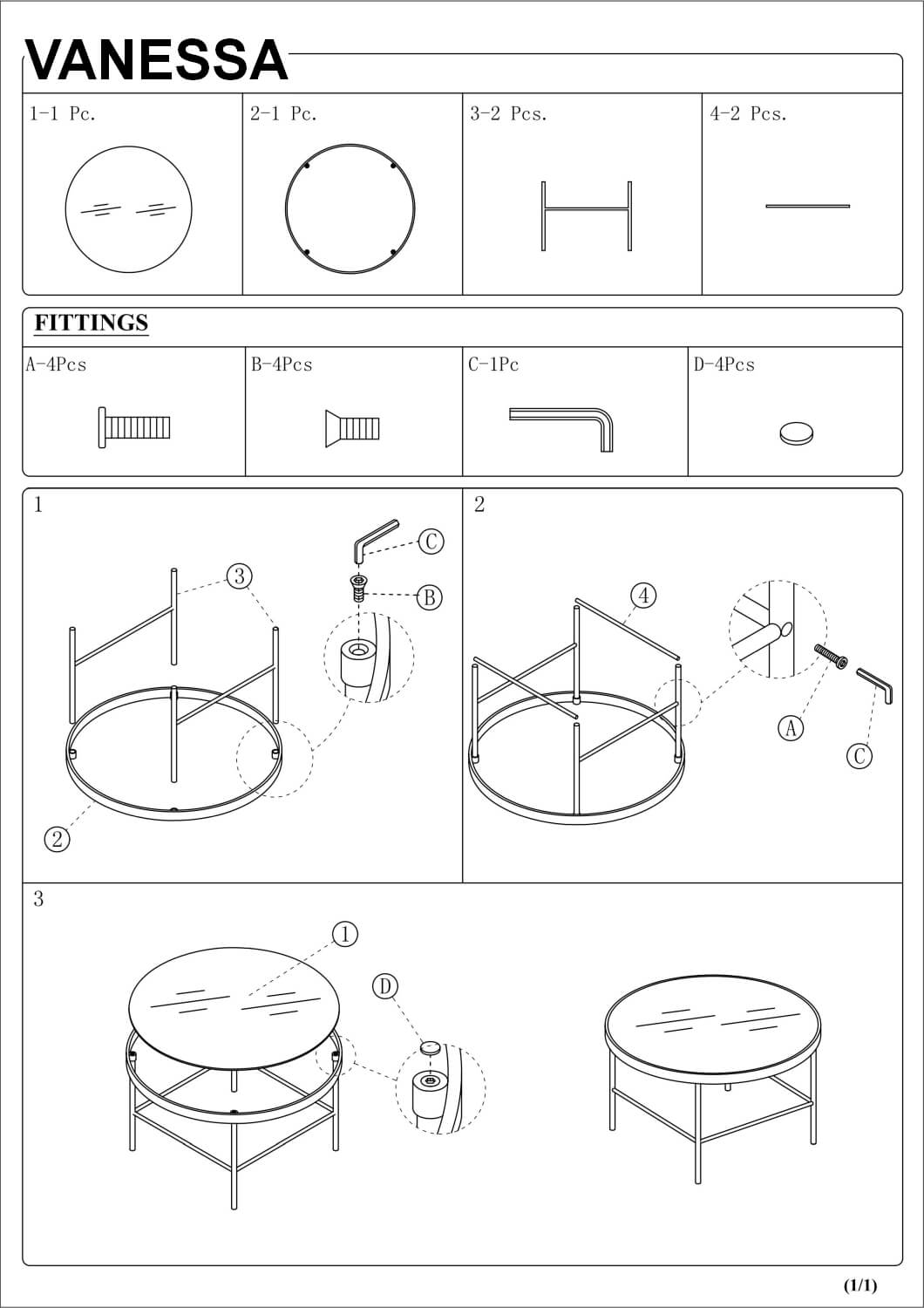 Стол журнальный Signal Vanessa черный, VANESSASZC
