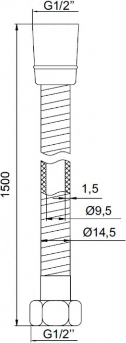 Шланг для душа, ПВХ, 1.5 м, Iddis, A50611 1.5