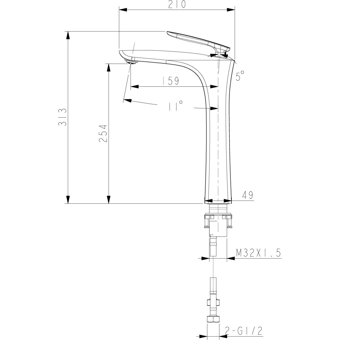 Смеситель для умывальника высокий монолитный Lemark Bellario, LM6809C