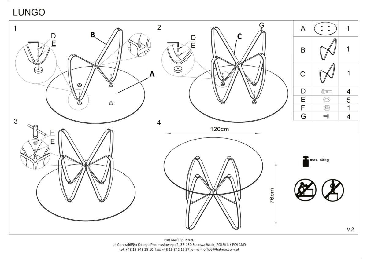 Стол обеденный Halmar Lungo коричневый/античное золото, V-CH-LUNGO-ST